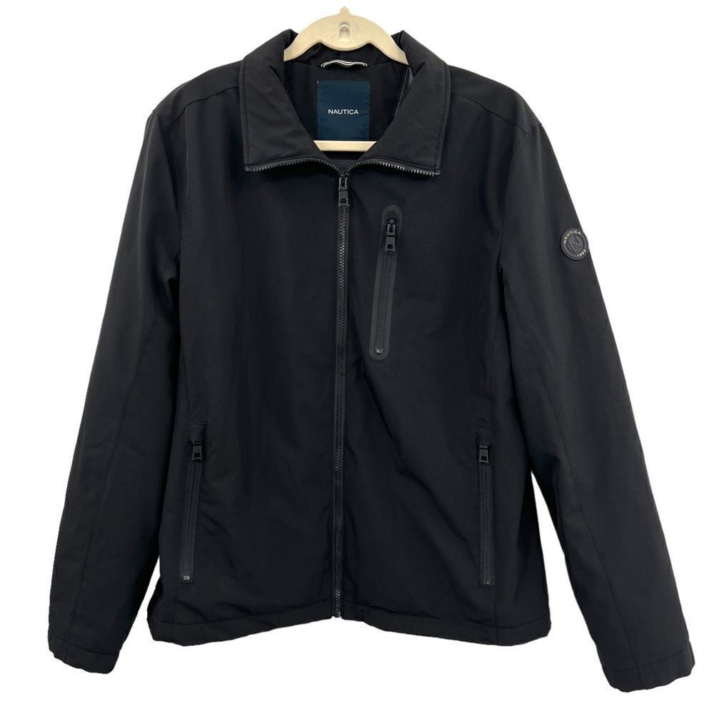 Nautica Black Soft Shell and Fleece Wind and Water Resistant Jacket Size M